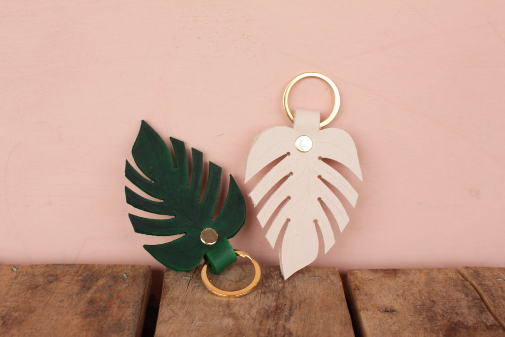 Leather Monstera Keychains